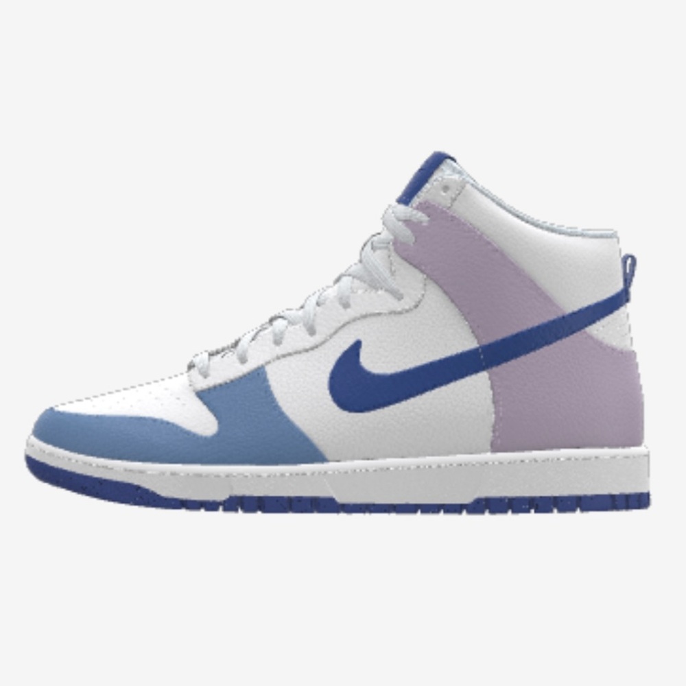 Nike Dunk High By You Custom Shoes (White / Pink / Blue)